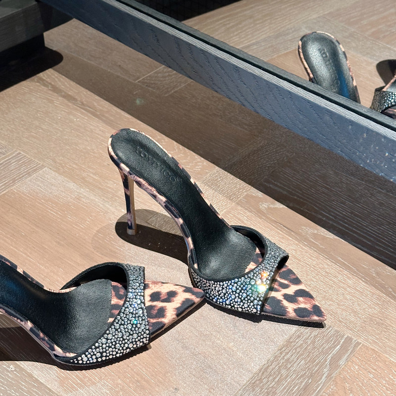 凉拖鞋高跟凉鞋豹纹欧美风