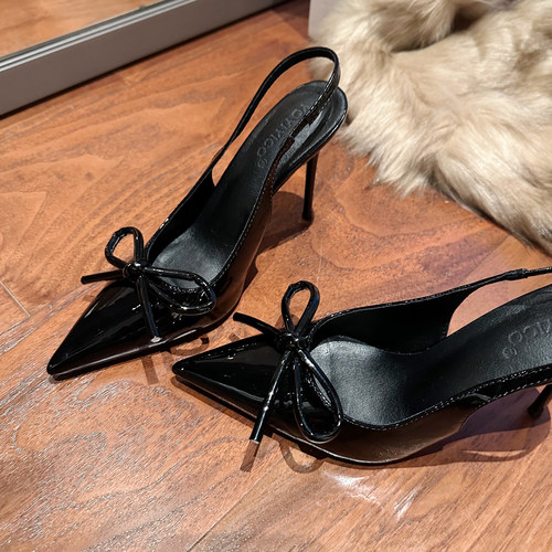 高跟鞋女蝴蝶结单鞋绝美配裙黑色