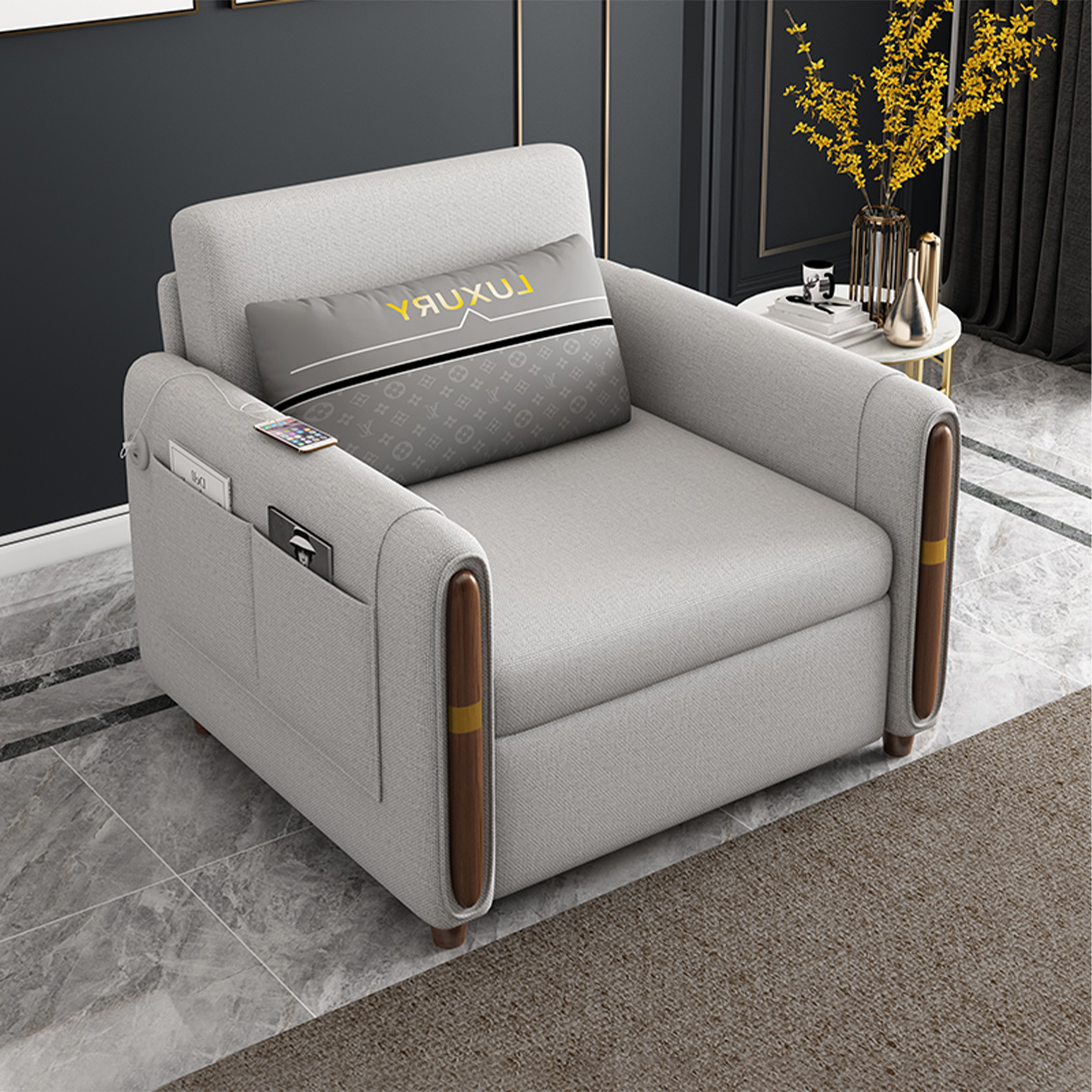 贝尔可尼单人沙发床推拉两用