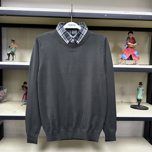 班尼路2021男装 简约百搭拼接假两件针织上衣8821306M004 秋冬新款