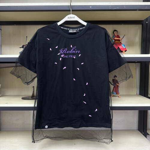 班尼路海贼王夏季新品女装简约圆领纱网设计纯棉休闲短袖16903914