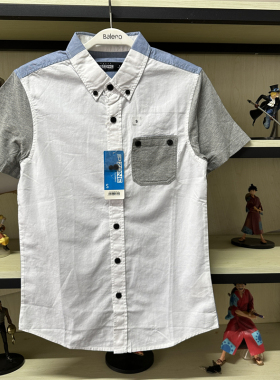 班尼路夏季新品IPZ 男青年潮流百搭纯棉贴袋短袖翻领衬衫38604009
