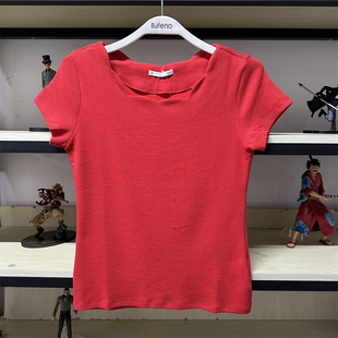 型通勤纯色针织休闲短袖 班尼路夏季 简约修身 新品 T恤88903265 女装