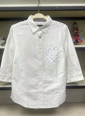 班尼路旗下SK生活几何男装夏季 休闲修身流行七分袖衬衫28504009