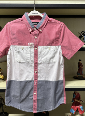 班尼路夏季新品IPZ 男青年时尚潮流拼色纯棉短袖翻领衬衫38604011
