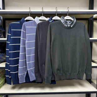 班尼路2021男装 简约百搭拼接假两件针织上衣8821306M004 秋冬新款