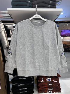 班尼路秋季新品女装 简约休闲百搭舒适套头刺绣长袖卫衣88903273