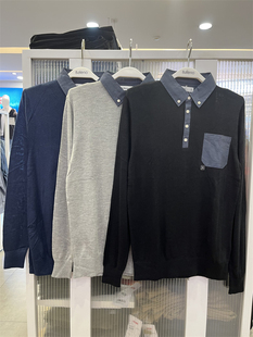 新款 2020秋季 衬衫 领毛衣修身 88805101 正品 假两件针织衫 班尼路男装