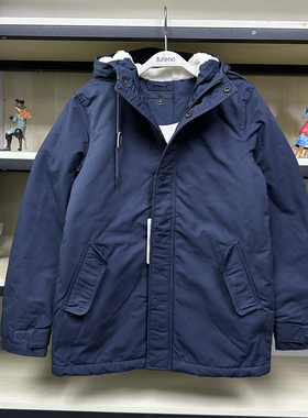 班尼路男装秋冬时尚加绒连帽多口袋夹克羊羔绒长袖外套男88837570