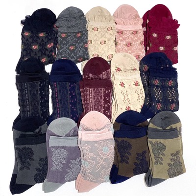 夏季透气舒适薄款浮雕中筒袜