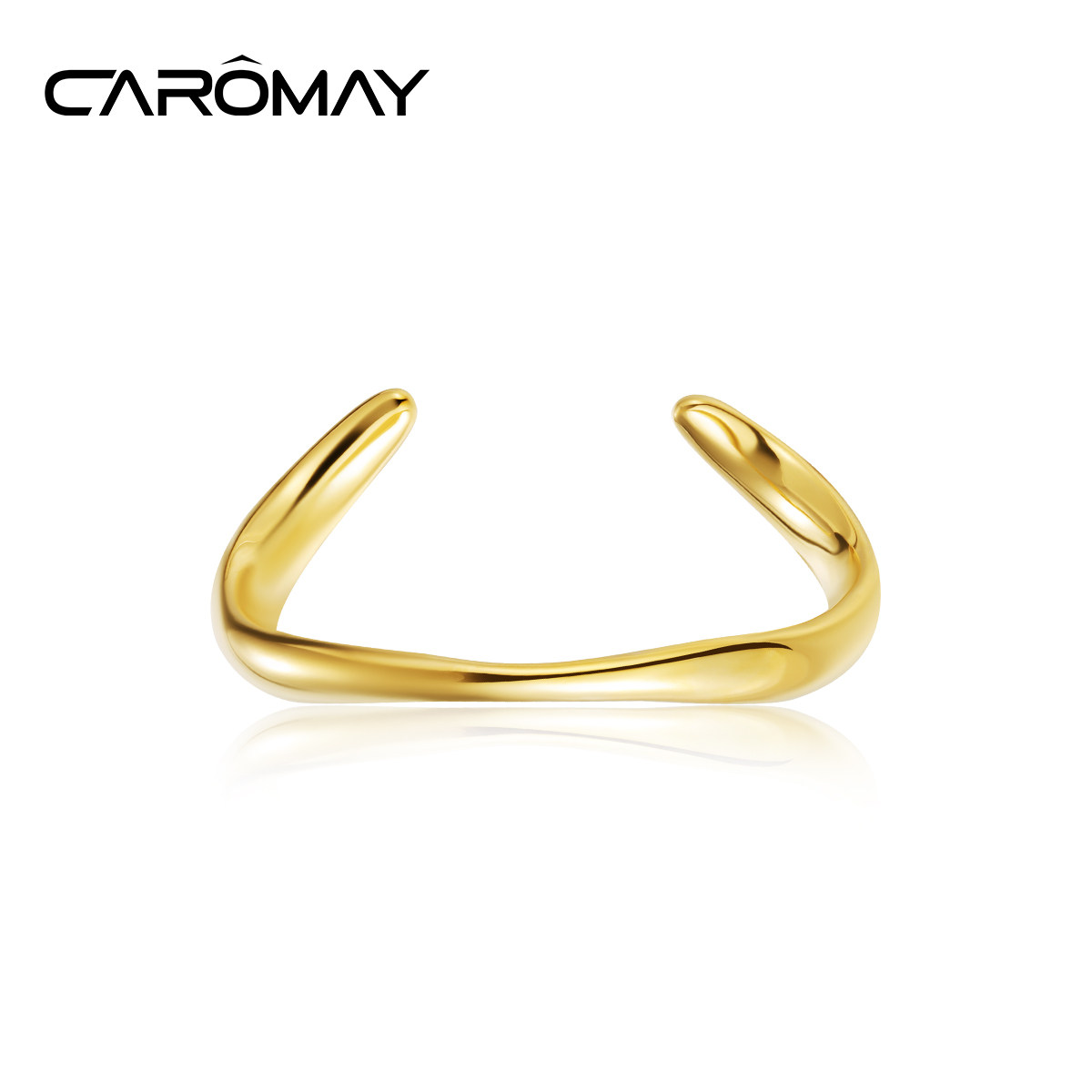 CAROMAY不规则圆形开口手镯女小众设计感手环简约个性情侣冷淡风