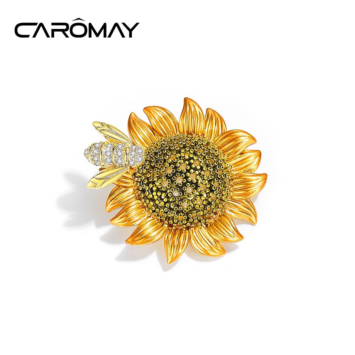 CAROMAY个性蜜蜂向日葵胸针女精致小众西装胸花高档设计创意别针