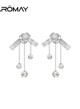 CAROMAY冷淡风蝴蝶结流苏耳环女ins轻奢高级耳钉925银针耳饰春夏