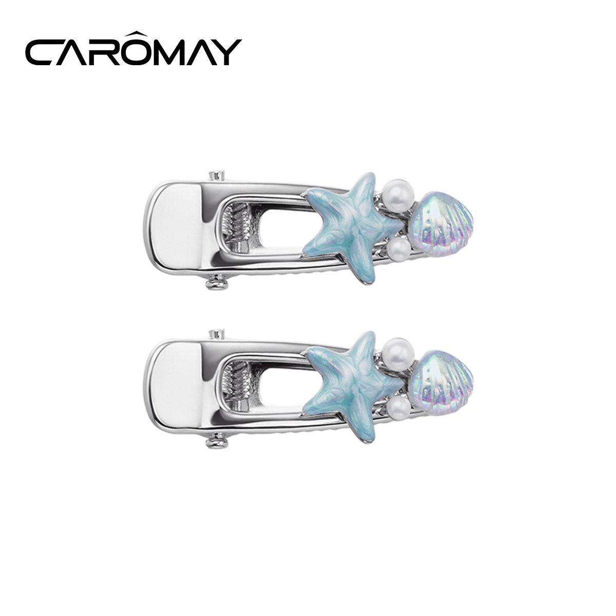 CAROMAY蓝色海洋系列海星贝壳发夹女侧边碎发刘海夹鸭嘴夹子发卡
