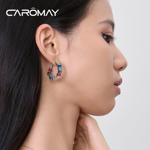 CAROMAY彩色925银针女多巴胺耳环