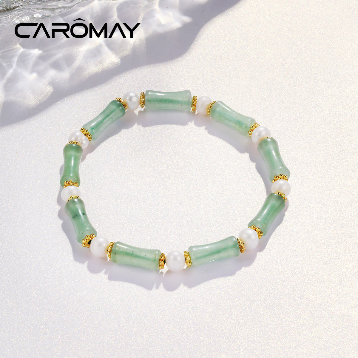 CAROMAY竹节淡水珍珠手链女简约高级感手环国风新中式拼接手饰品