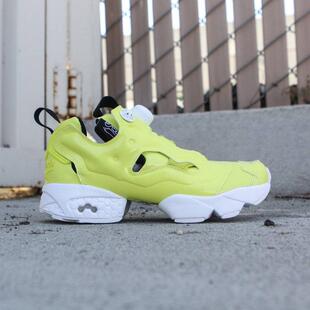 代购Reebok锐步女士运动板鞋缓震透气轻便防滑荧光黄白色中底