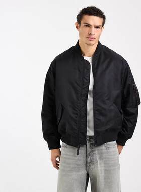 海外代购Levi’s/李维斯男士外套拉链开合罗纹袖口锦纶棒球领