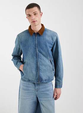 海外代购Levi’s/李维斯男士外套拉链开合侧边口袋灯芯绒领