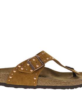 海外代购Birkenstock女士休闲凉鞋柔软舒适贴合足弓平底铆钉装饰