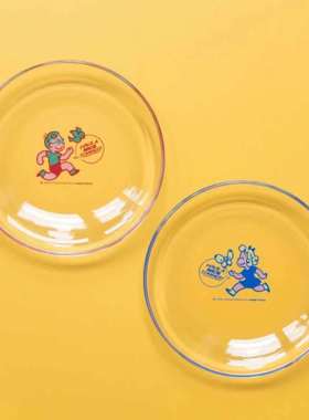 日本回流原田治osamu goods厚底玻璃盘点心盘薯条盘