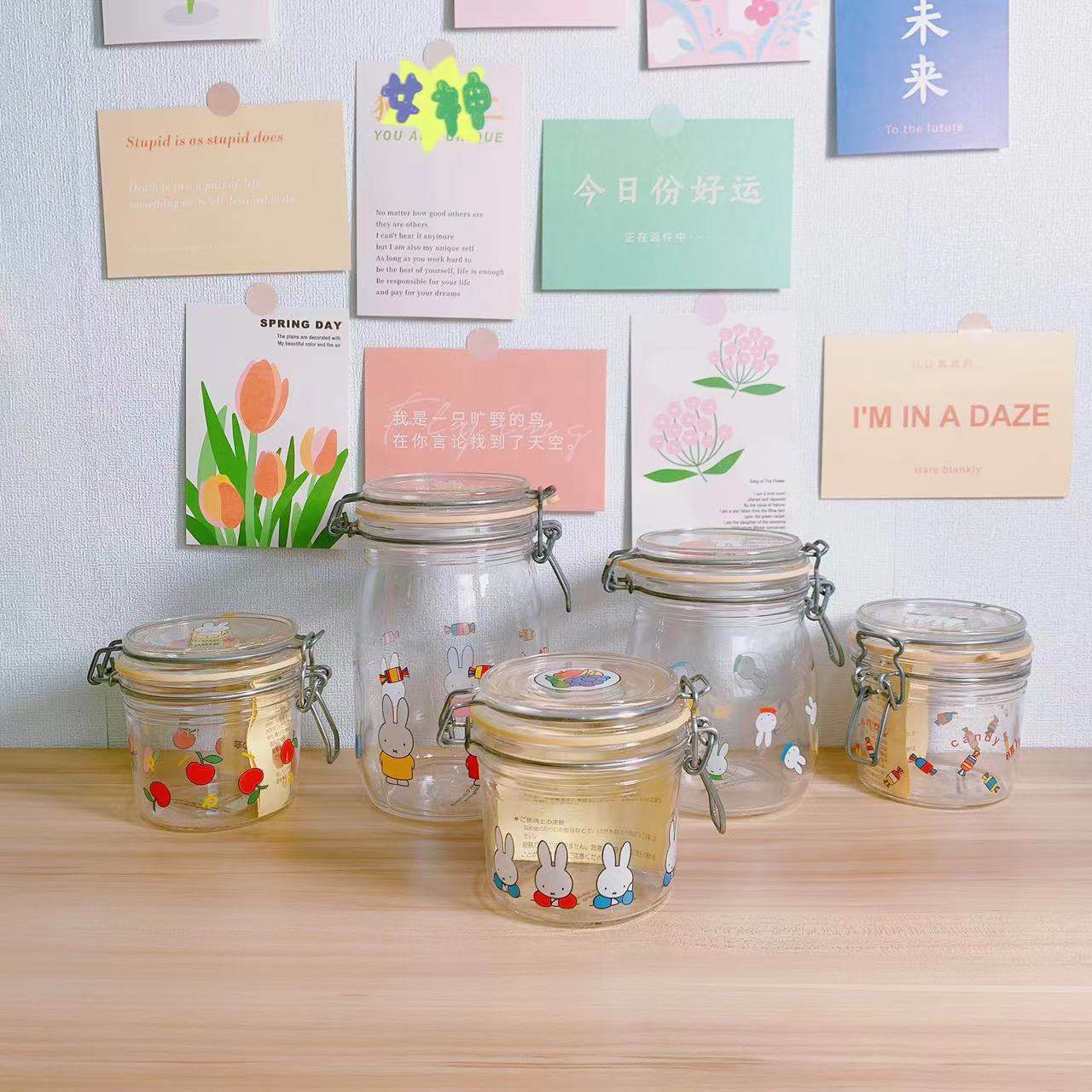 日本回流米菲miffy中古玻璃瓶收纳罐茶叶糖果瓶咖啡密封储物罐