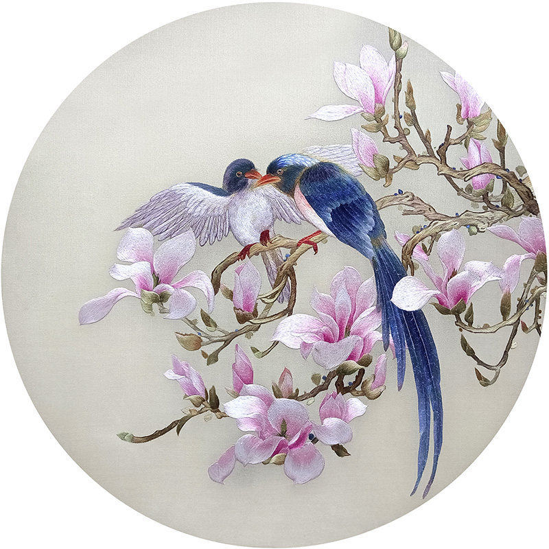 苏绣手工diy套件玉兰花鸟带针苏绣