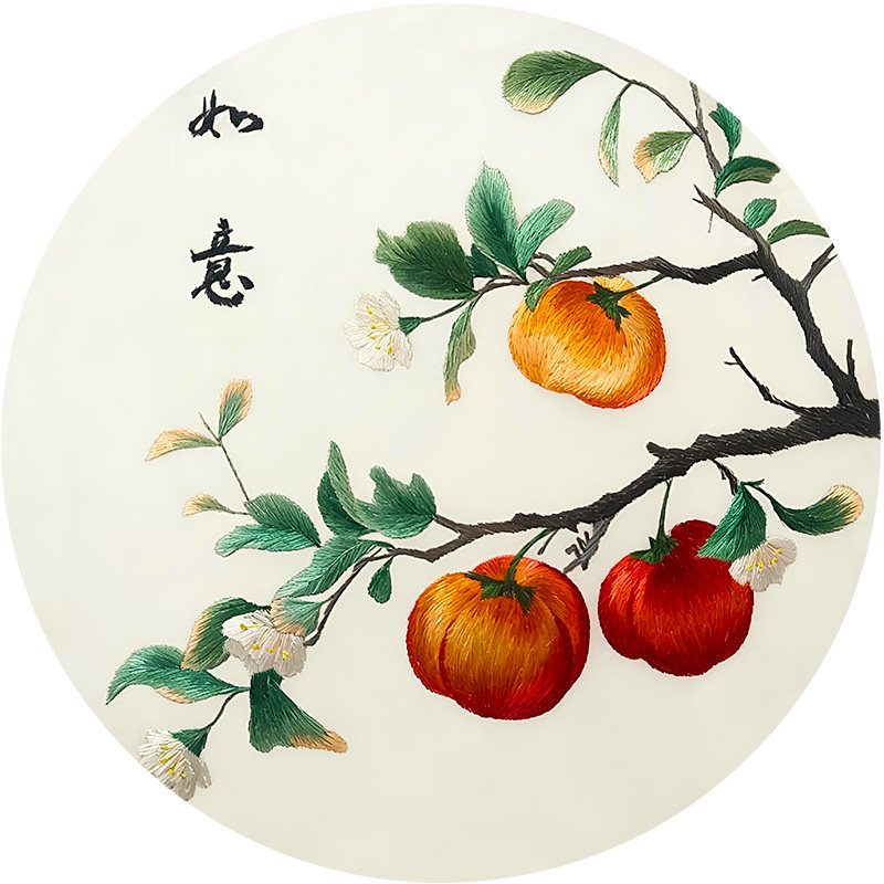 苏绣diy套件初学入门带针迹柿苏绣