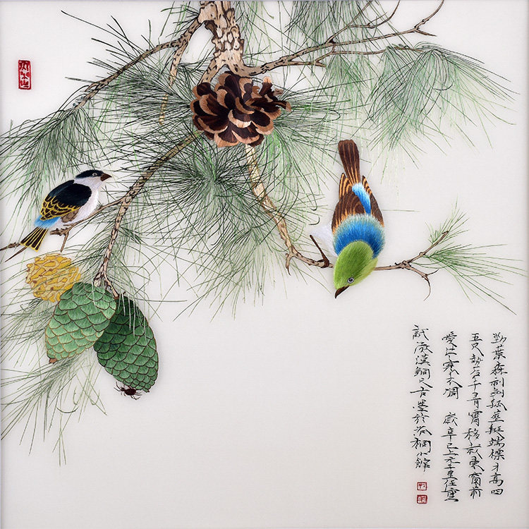 diy针迹扫描松枝自学餐厅苏绣