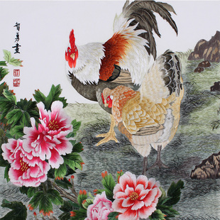 苏绣DIY套件针迹扫描牡丹锦鸡图富贵吉祥自学刺绣绣花图装饰画