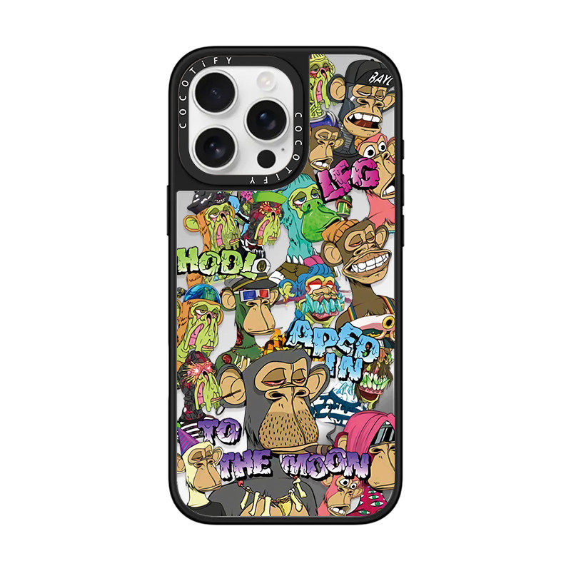 适用iPhone苹果16promax手机壳16plus/15/15pro软胶17潮牌14全包17创意16pro卡通16时尚猴子标签贴纸
