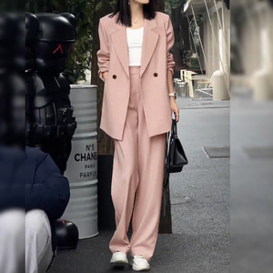 大码女装2024年春秋新款西装阔腿裤胖mm200斤宽松中长款西服套装