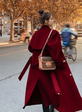 加棉大码女装2025年冬毛呢外套200斤宽松显瘦胖m高级感中长款大衣