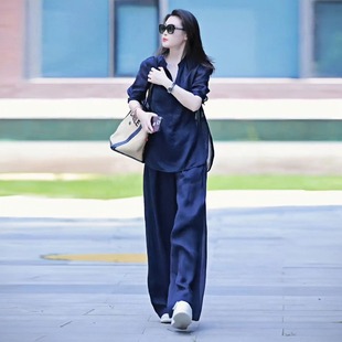 休闲套装 大码 国风显瘦上衣阔腿垂顺女裤 女装 2025年重要场合新中式