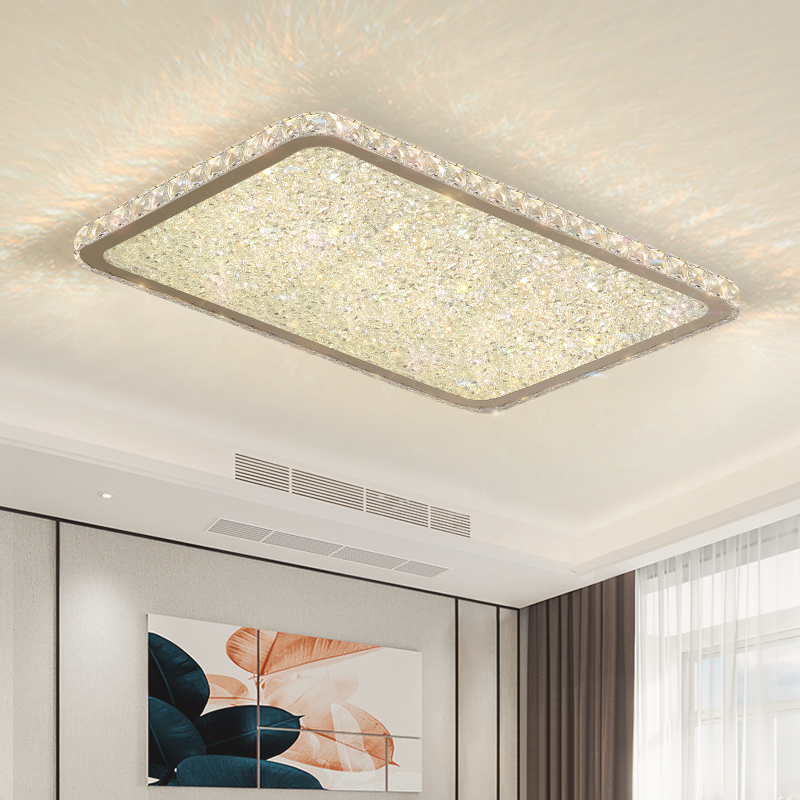 轻奢水晶长方形led吸顶灯