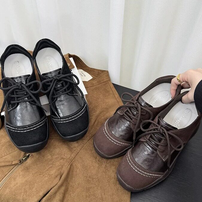 【韩版复古系列】德比鞋女厚底鞋百搭休闲女2026新款小皮鞋单鞋