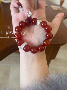 【冬禧】2026马年天然红玛瑙水晶手链感转运本命年手串女礼物