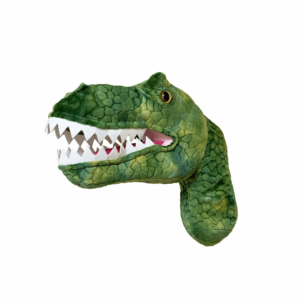 全新新款美式仿真恐龙头墙面霸王龙暴龙壁挂居家装饰动物头毛绒