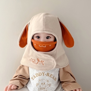 儿童帽子宝宝秋冬季围巾一体护脖帽口罩护脸男女童保暖冬天护耳帽