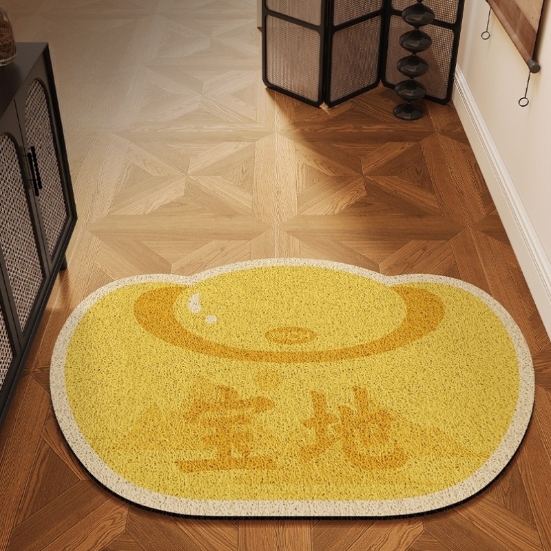 新中式金色元宝入户门地垫进门门垫门外丝圈脚垫入门门口黄色地毯