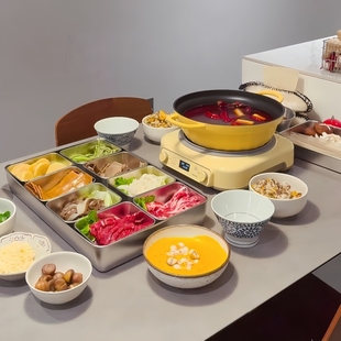 火锅备菜盘多格调料罐不锈钢厨房调味盒食品级收纳装冰粉配料盒