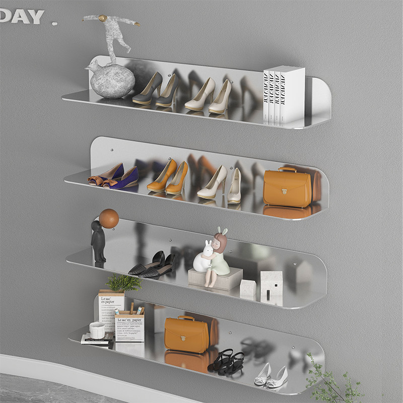 墙上一字板置物架不锈钢隔板化妆品展示架包包架简约层板书架定制