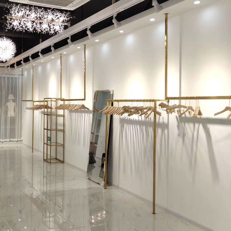 服装店展示架悬挂陈列架吊架U型单杆挂衣架女装店货架上墙单杠架