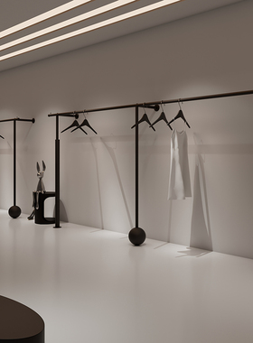 服装店展示架上墙架男女装店专用陈列货架简约壁挂衣架黑色落地架