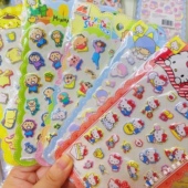 角落生物Kitty双子星 香港三丽鸥正版 小新 卡通奖励海绵立体贴纸