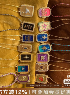 MYABAY金色双面盾牌吊坠项链