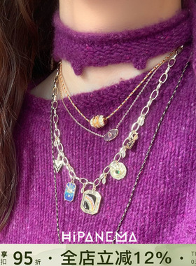 法国HIPANEMA正品天然石串珠项链法式波西米亚小众复古彩色锁骨链
