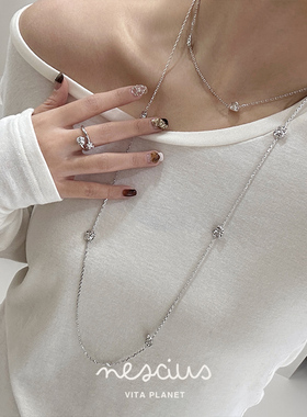 Vita Planet买手店 nescius玫瑰系列 小玫瑰链条长项链原创毛衣链