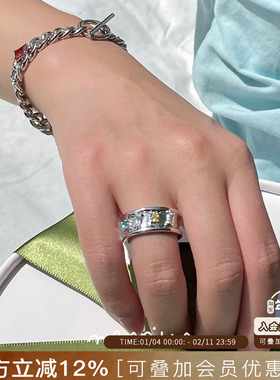 Vita Planet nescius四钻宝石戒指原创轻奢冷淡风情侣开口对戒女