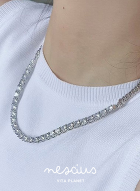 圆钻链条拼接项链choker锁骨链